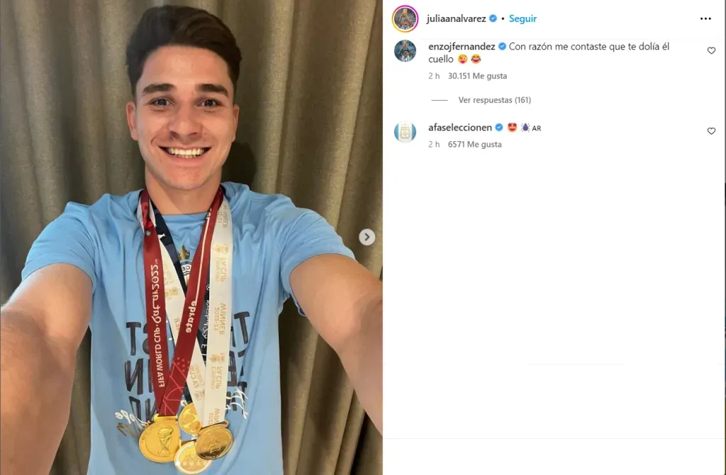 La publicación de Julián Álvarez en Instagram.