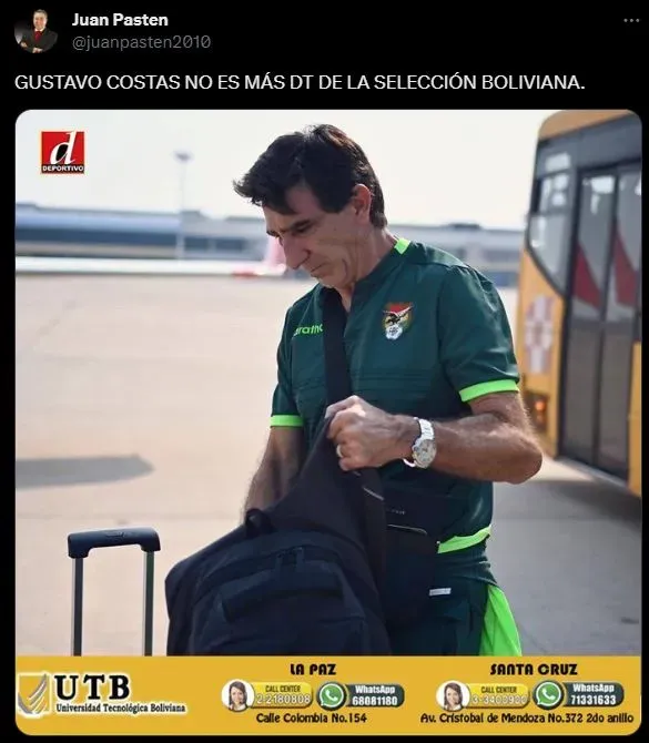 En Bolivia dan por hecho su salida. (Foto: Twitter).