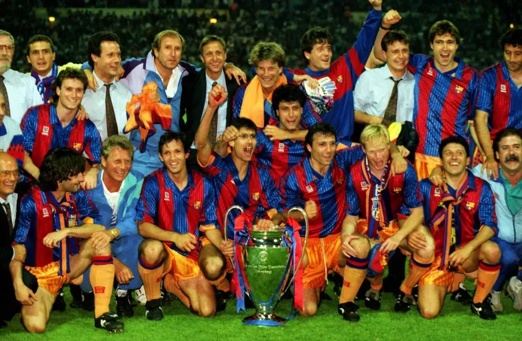 El festejo de Barcelona en 1992, con Cruyff como DT y Guardiola entre los futbolistas. (Foto: Imago).