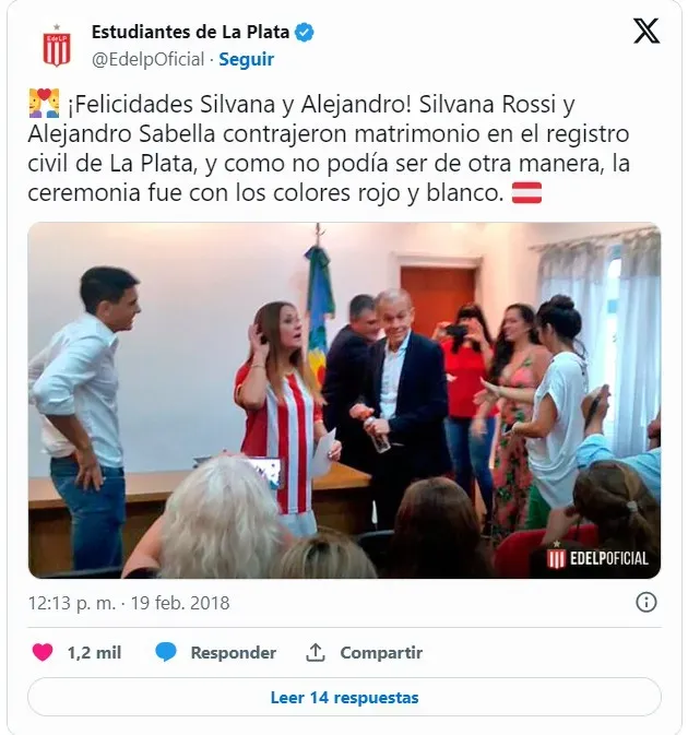 Sabella se casó a los 62 años con su mujer de toda la vida, Silvana.