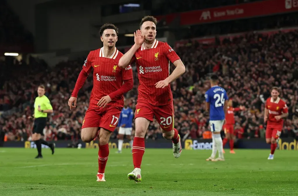 Diogo Jota con el Liverpool. Foto: Carl Recine/Getty Images.