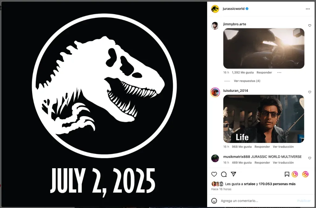El anuncio sobre la nueva película de Jurassic World que llega en 2025.