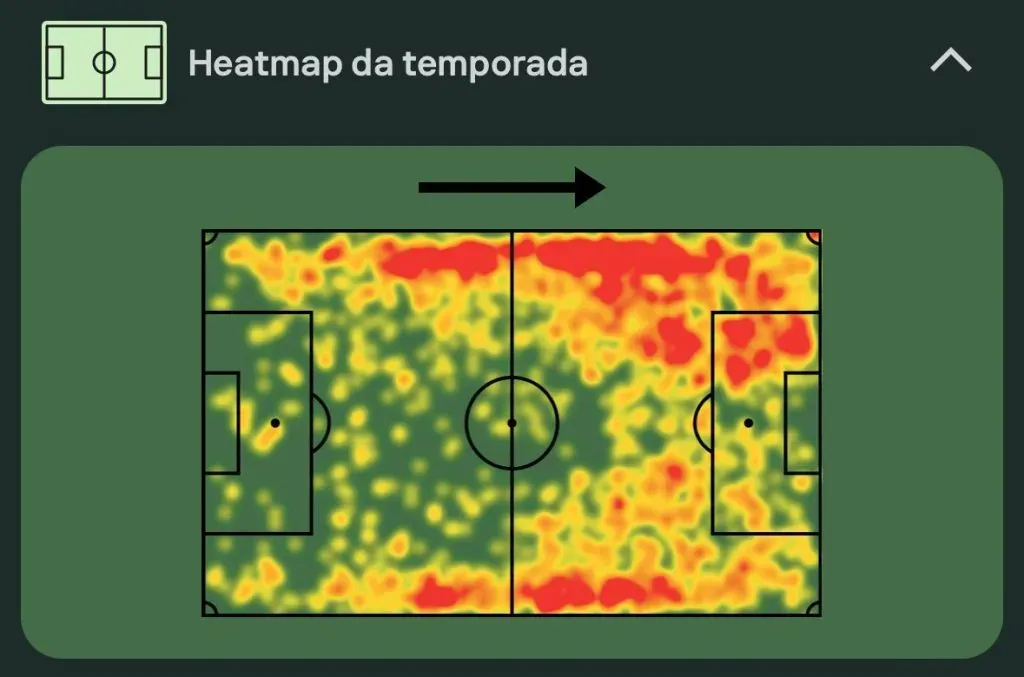 Mapa de calor do Jaden Philogene na temporada 23/24