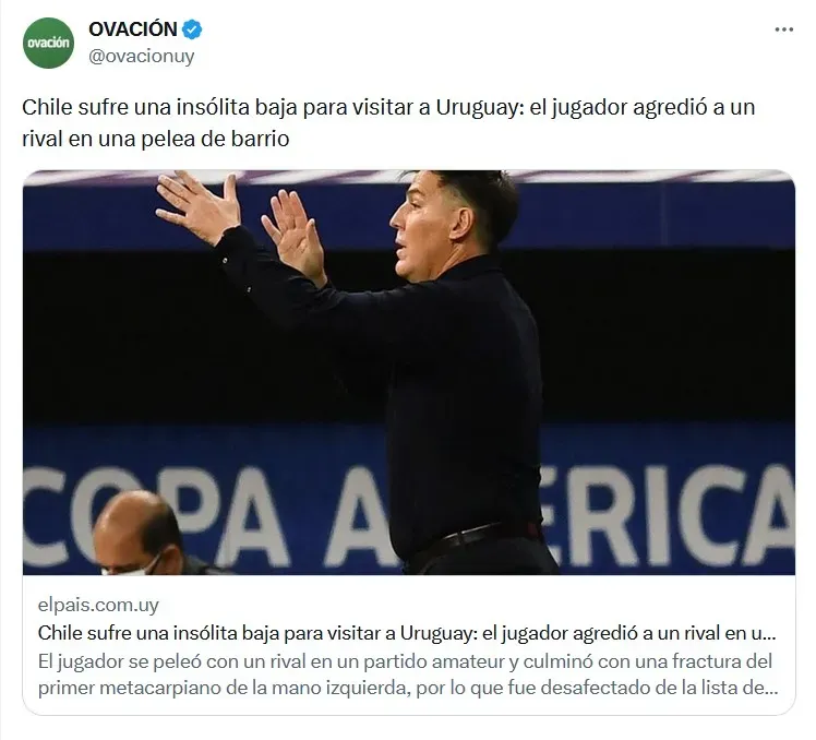 La publicación de El País por la lesión de Pizarro (@ovacionuy)