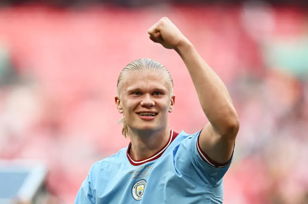 Erling Haaland foi procurado pelo Barcelona. (Photo by Mike Hewitt/Getty Images)