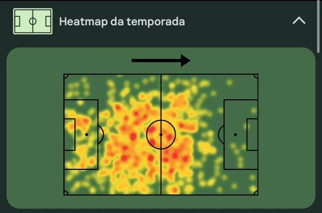 Mapa de calor do Moscardo no Brasileirão 2023