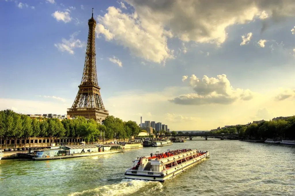 Eiffel Tower and Quay Seine River