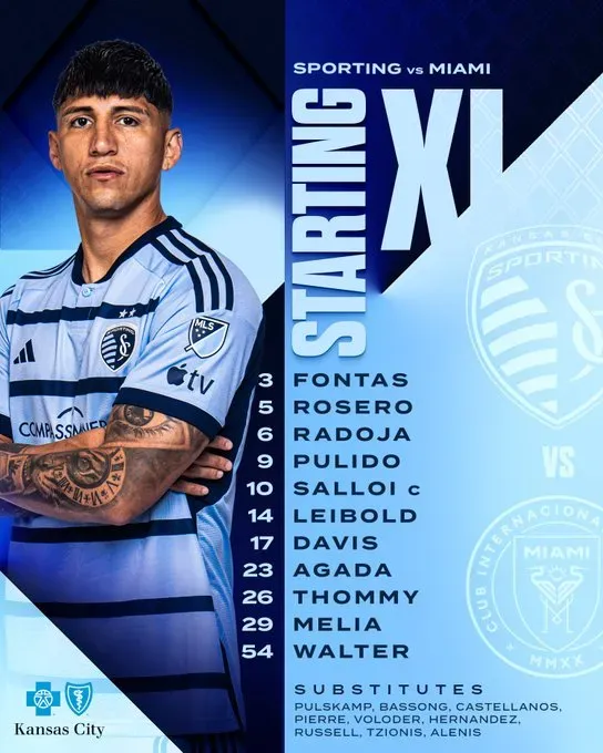 La alineación titular de Sporting Kansas City (Twitter @SportingKC).