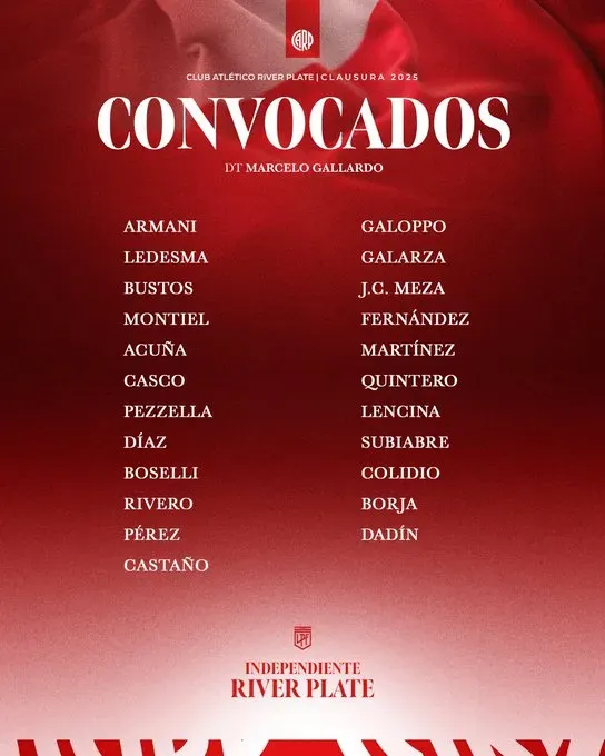 Los convocados de Gallardo.