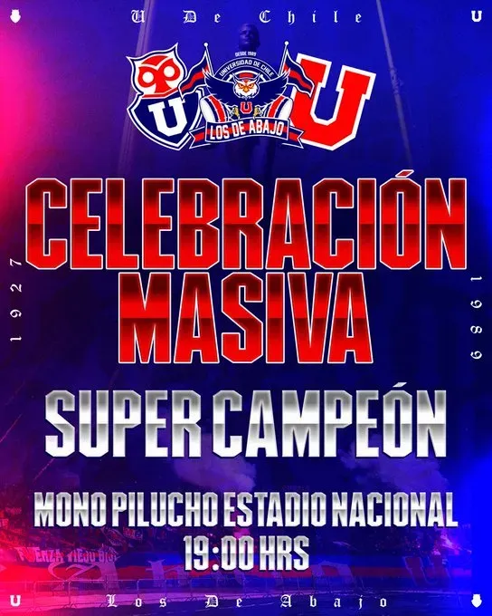 El flyer de la barra de U de Chile anunciando la reunión para los festejos por la Supercopa.