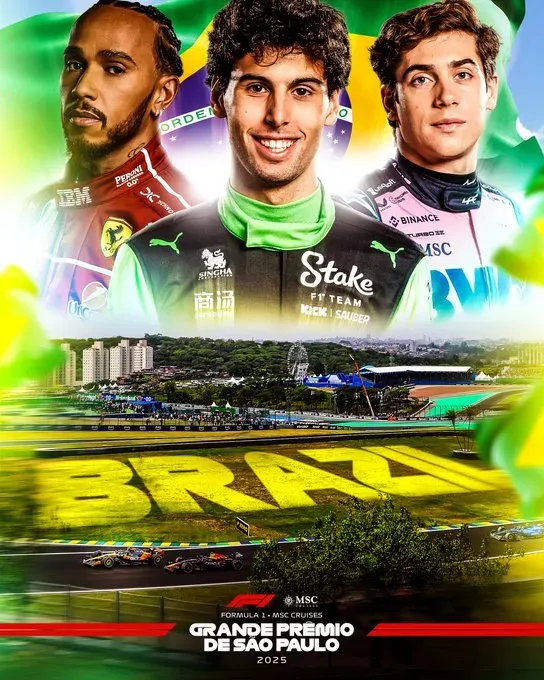 Con Colapinto presente, el póster de la F1 para anunciar el GP de Brasil (@F1).