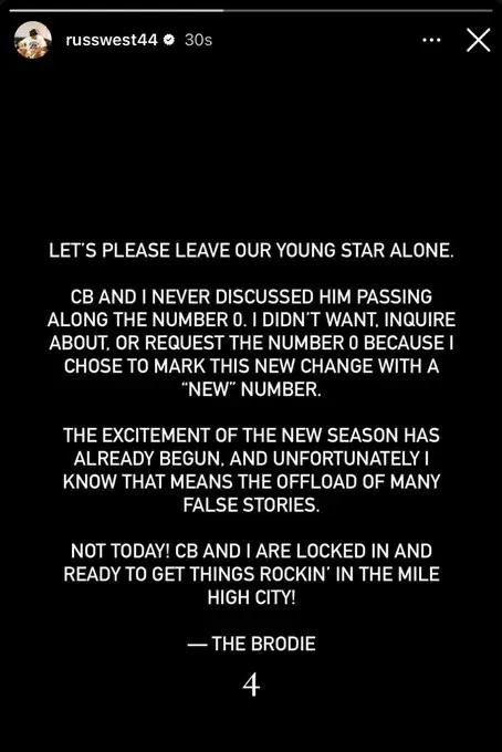 Russell Westbrook made a clarification through Instagram. Via Instagram