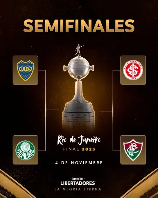 Boca Juniors, Fluminense, Palmeiras e Internacional son los clasificados.