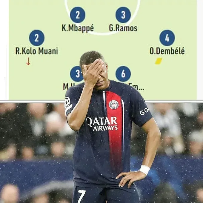 El puntaje con el que L’Equipe calificó a Kylian Mbappé y al resto de los delantero del PSG post partido con el Newcastle.