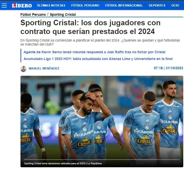 Sporting Cristal no contará con Adrián Ugarriza y Alejandro Hohberg. (Foto: Diario Líbero).