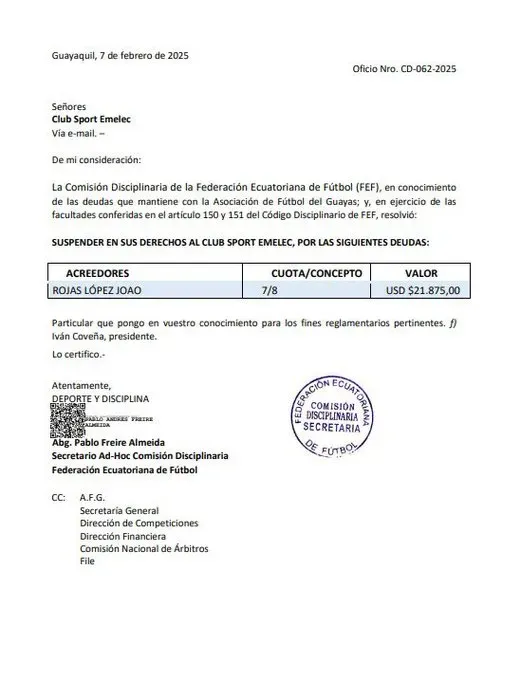 La deuda de Emelec con Joao Rojas. (Foto: @CaguanaAndres)