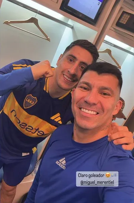 Medel celebró el triunfo de Boca con Merentiel