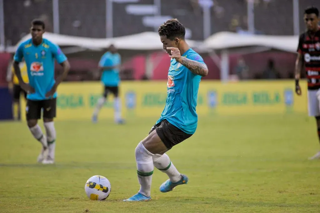Marcos Leonardo jogador do Selecao Brasileira-20 durante partida contra o Vitoria no estadio Barradao pelo campeonato Amistoso em novembro de 2022. Foto: Jhony Pinho/AGIF