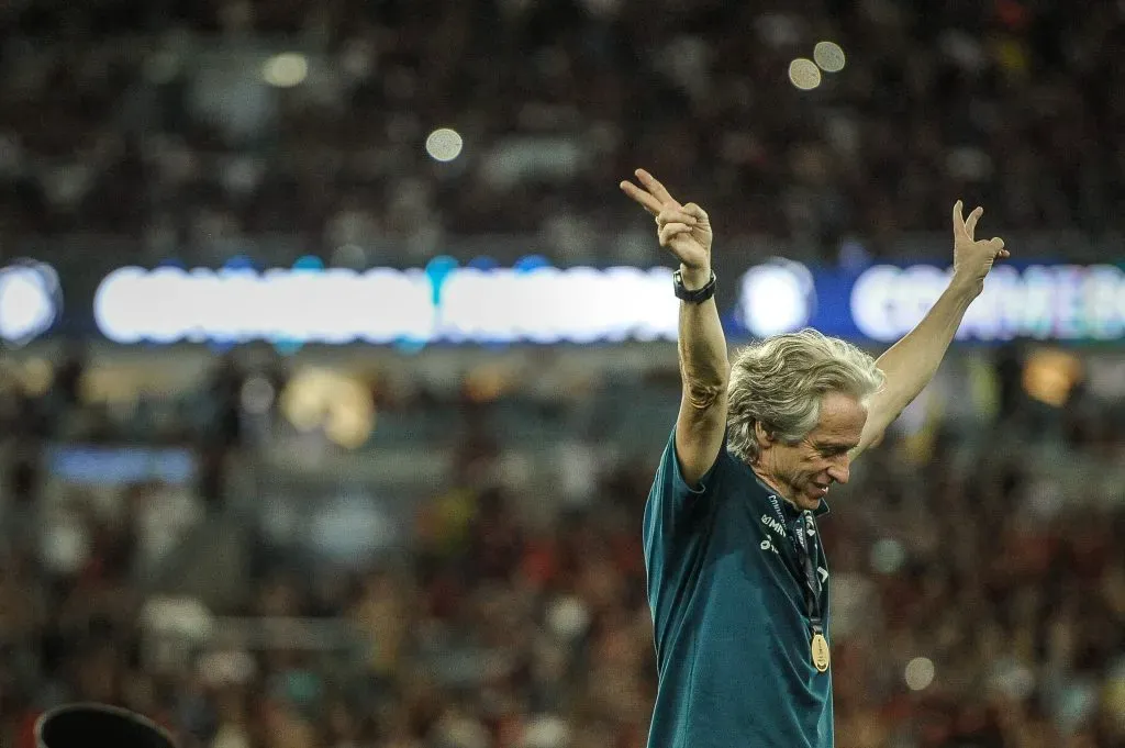 RJ – Rio de Janeiro – 26/02/2020 – Recopa Sul-Americana, Flamengo x Independiente del Valle – Tecnico Jorge Jesus do Flamengo comemora titulo de campeao apos vitoria contra o Independiente del Valle em partida no estadio Maracana pela decisao do campeonato Recopa Sul-Americana 2020. Foto: Allan Carvalho/AGIF