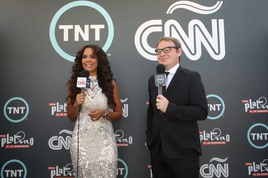 MARBELLA, SPAIN – JULY 18:  Mariela Encarnacion and Axel Kuschevatzky in TV set TNTLA Platino Awards 2015 at Starlight Marbella on July 18, 2015 in Marbella, Spain.  (Photo by Daniel Perez/Getty Images for TNTLA)