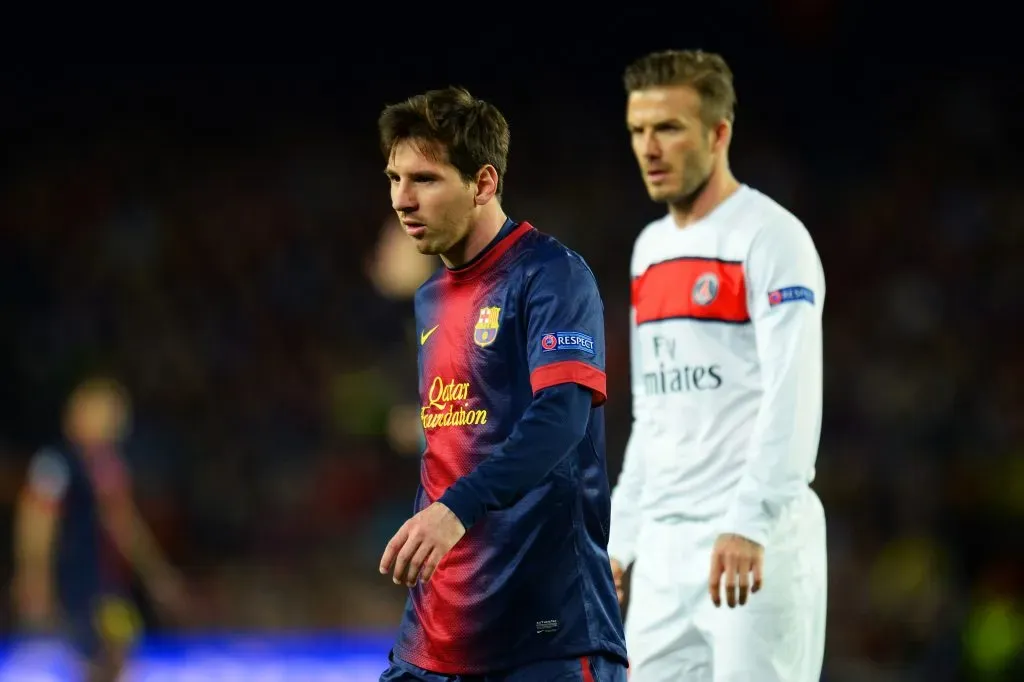 Lionel Messi y David Beckham, enfrentados en uno de los pocos partidos entre sí. Foto: Getty Images.