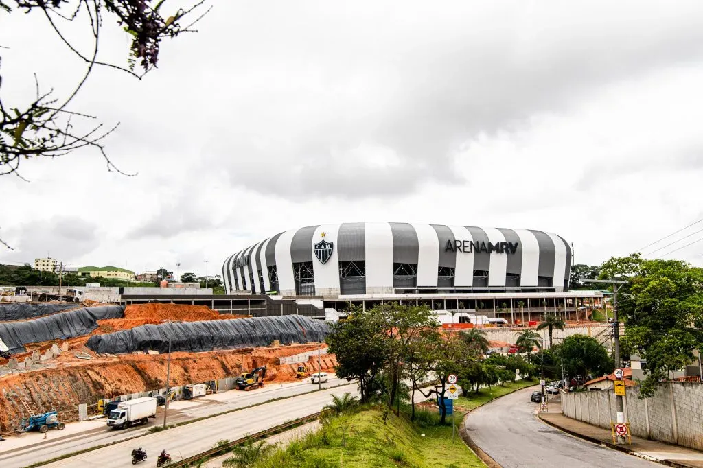 Obras da arena MRV, nova casa do Atlético-MG, em Belo Horizonte. Vista geral de fora das obras na Arena MRV. Foto: Alessandra Torres/AGIF