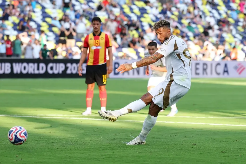 NASHVILLE, TENNESSEE – JUNE 20: Denis Bouanga #99 of LAFC shoots a penalty kick that was saved by Bechir Ben Said #32 of Esperance De Tunisie (not pictured) during the FIFA Club World Cup 2025 group D match between Los Angeles Football Club and Esperance de Tunis at GEODIS Park on June 20, 2025 in Nashville, Tennessee. (Photo by Richard Pelham/Getty Images)