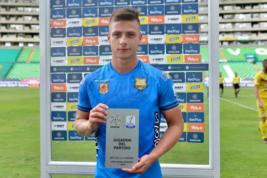 Mateo Puerta con Águilas Doradas en la Liga BetPlay DIMAYOR I 2022. Foto: VizzorImage / Gabriel Aponte.