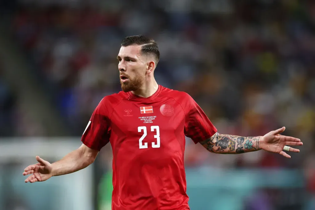 ALPierre-Emile Höjbjerg en Qatar 2022 con Dinamarca (Photo by Alex Grimm/Getty Images)