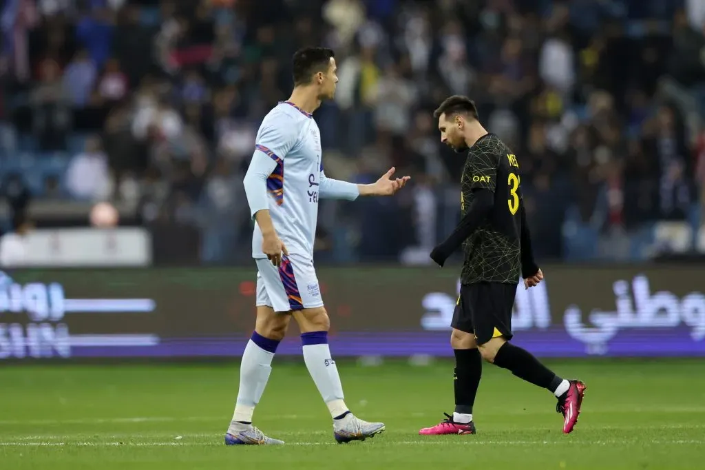 Cristiano Ronaldo y Lionel Messi se enfrentaron por última vez el 19 de enero del 2023. Getty Images.