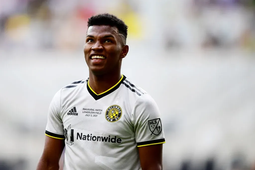 Luis Diaz  of Columbus Crew reacts after missing a shot on goal in the second half during their game.