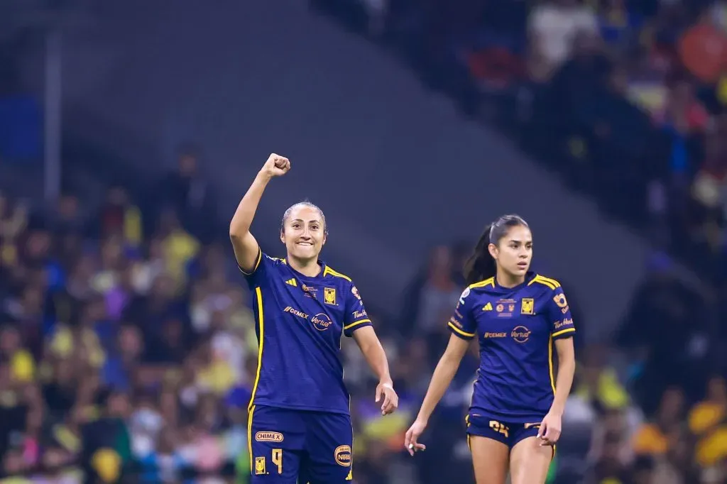 Stephany Mayor en festejo de gol,  durante el partido de ida de la ifinal del torneo Apertura 2023 de la Liga MX Femenil. Foto: Imago7