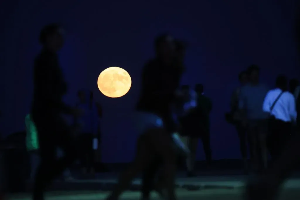 Chicago, Illinois – 30 de agosto: La gente se reúne a lo largo de North Avenue Beach mientras una Super Luna Azul sale. | Foto: Getty Images