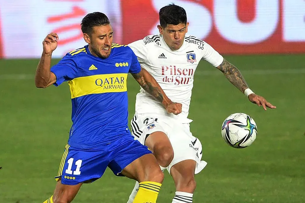 Eduardo Salvio en acción durante un amistoso entre Boca Juniors y Colo Colo. (Juan Amelio/FotoBaires/Photosport).
