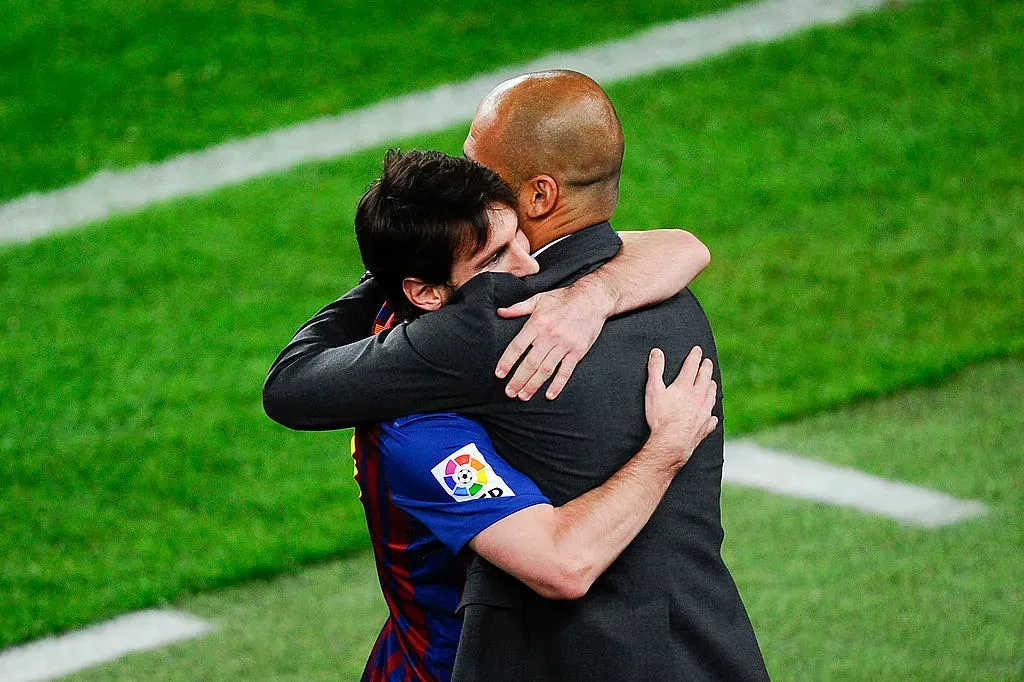 Lionel Messi con Josep Guardiola, año 2012 en el Barcelona.