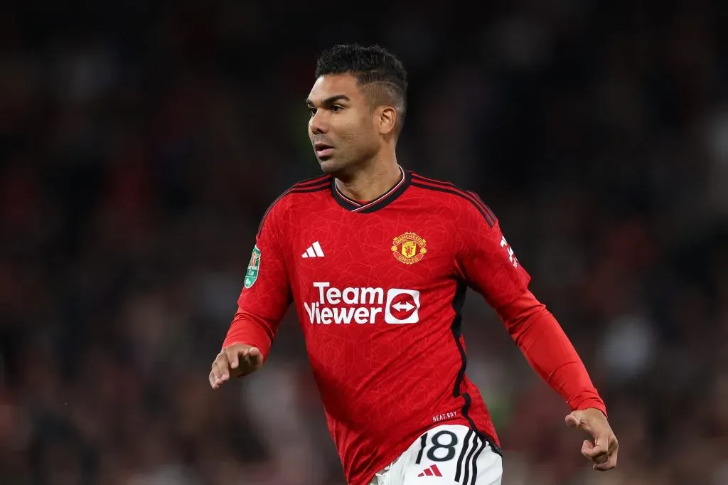 MANCHESTER, ENGLAND – SEPTEMBER 26: Casemiro of Manchester United looks on during the Carabao Cup Third Round match between Manchester United and Crystal Palace at Old Trafford on September 26, 2023 in Manchester, England. (Photo by Lewis Storey/Getty Images)