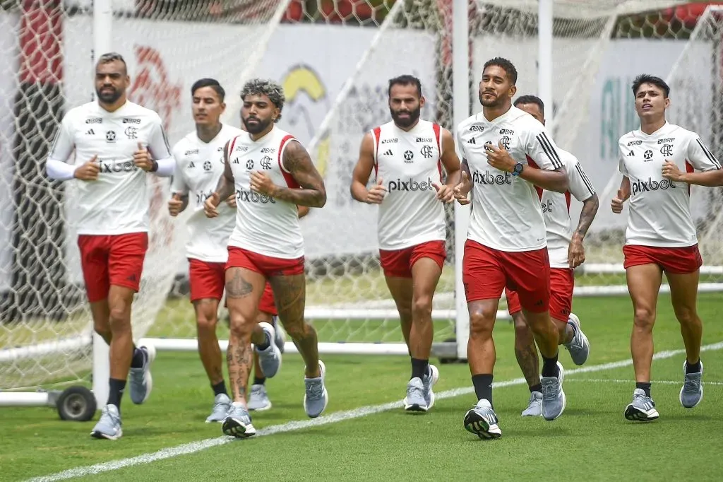 Elenco do Flamengo no treino | Foto: Marcelo Cortes /CRF