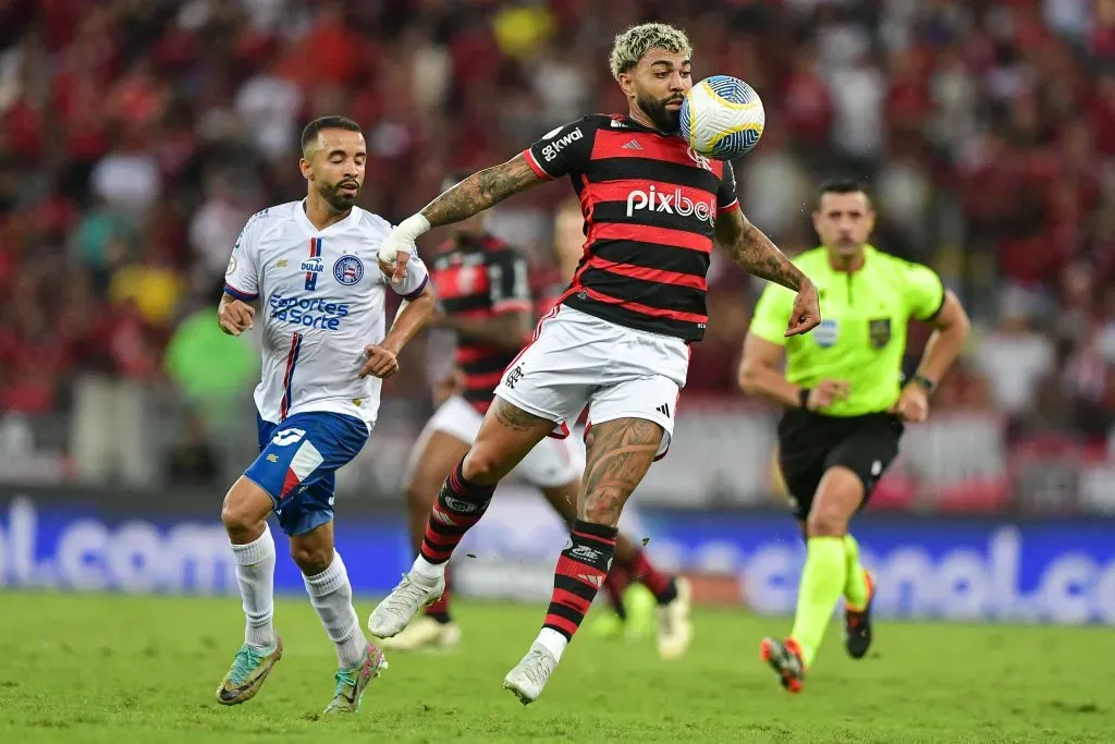 Gabigol jogador do Flamengo durante partida contra o Bahia (Foto: Thiago Ribeiro/AGIF)