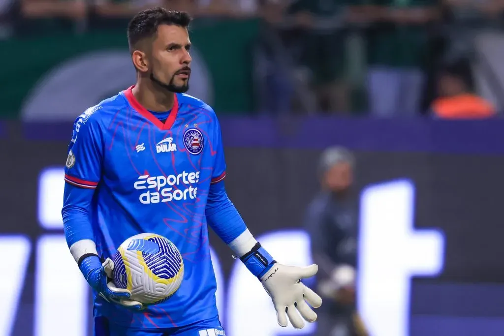 Marcos Felipe goleiro do Bahia durante partida contra o Palmeiras no estadio Arena Allianz Parque pelo campeonato Brasileiro A 2024. Foto: Marcello Zambrana/AGIF