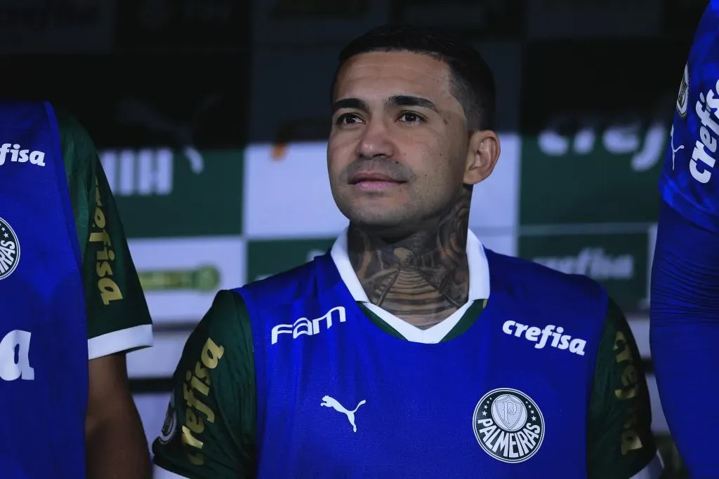 Dudu jogador do Palmeiras durante partida contra o Atletico-GO no Allianz Parque pelo campeonato Brasileiro A 2024. Foto: Ettore Chiereguini/AGIF