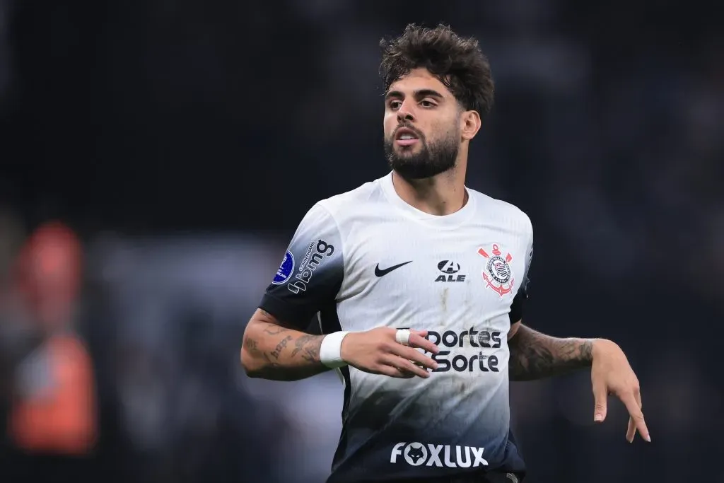 Yuri Alberto jogador do Corinthians durante partida contra o Fortaleza no estadio Arena Corinthians pelo campeonato Copa Sul-Americana 2024. Foto: Ettore Chiereguini/AGIF