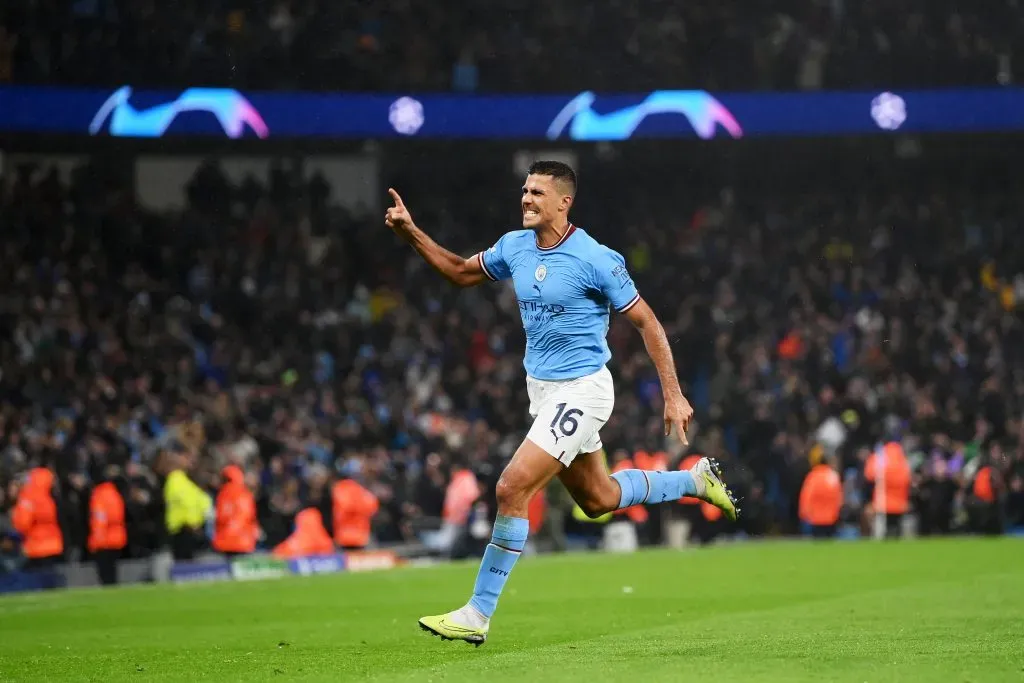 Rodri festejando su gol contra Bayern Munich por la Champions League (Foto Getty)