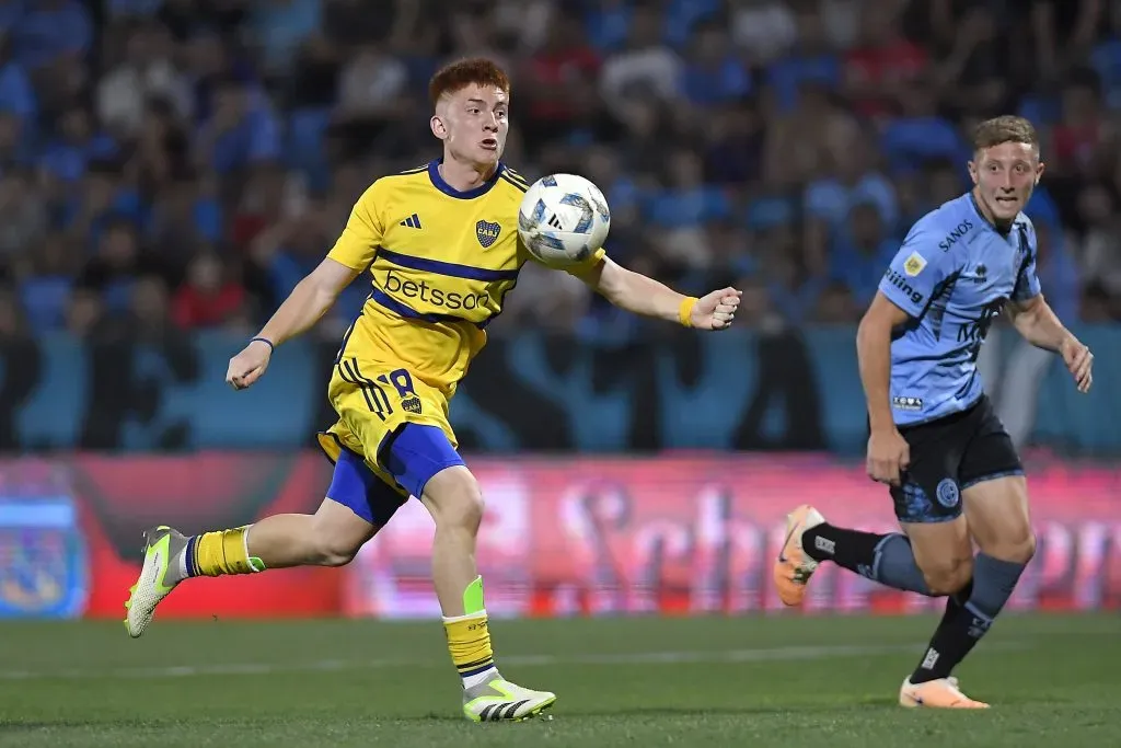Valentín Barco en acción durante Belgrano vs Boca.