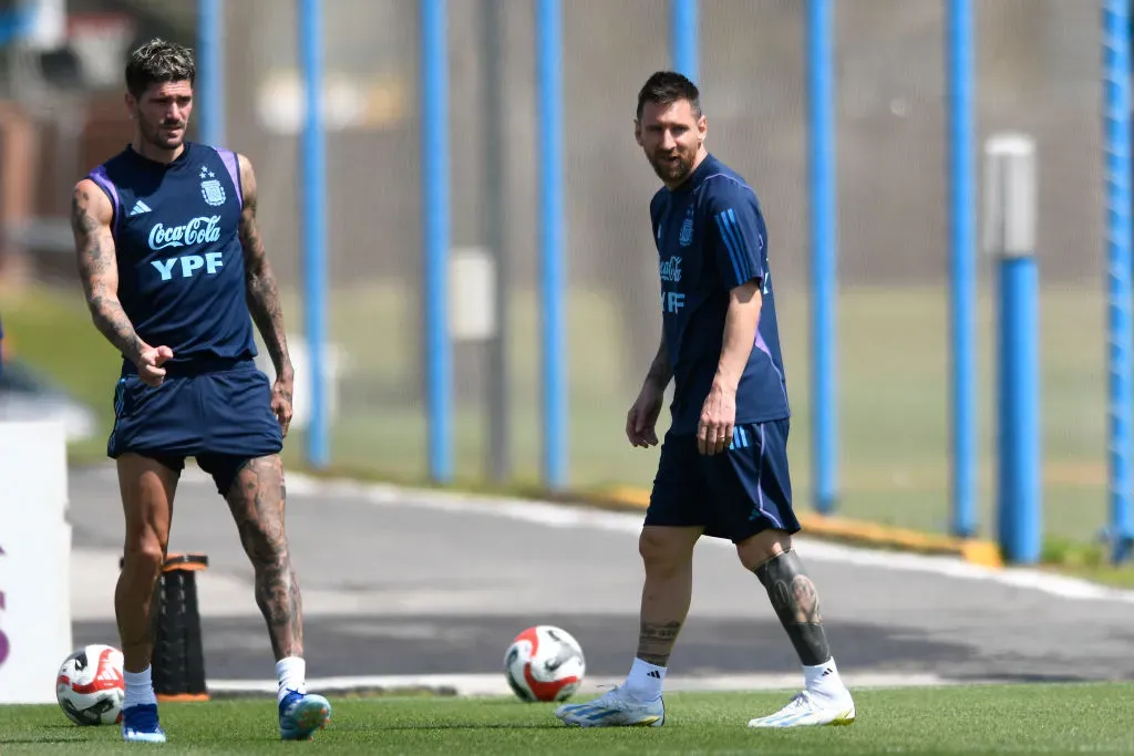 Lionel Messi durante el entrenamiento de la Selección. // Getty