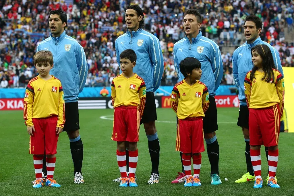 Luis Suarez, Edinson Cavani, Cristian Rodriguez y Nicolas Lodeiro en el Mundial de Brasil 2014. (Foto: Getty).