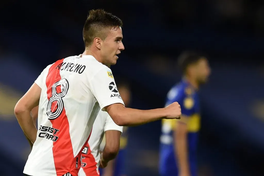 Agustín Palavecino en un partido ante Boca.