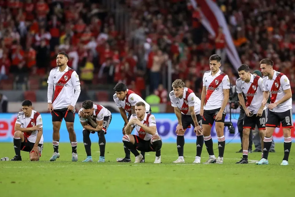 Los jugadores de River en la tanda de penales perdida contra Inter de Porto Alegre. (Foto: Getty).