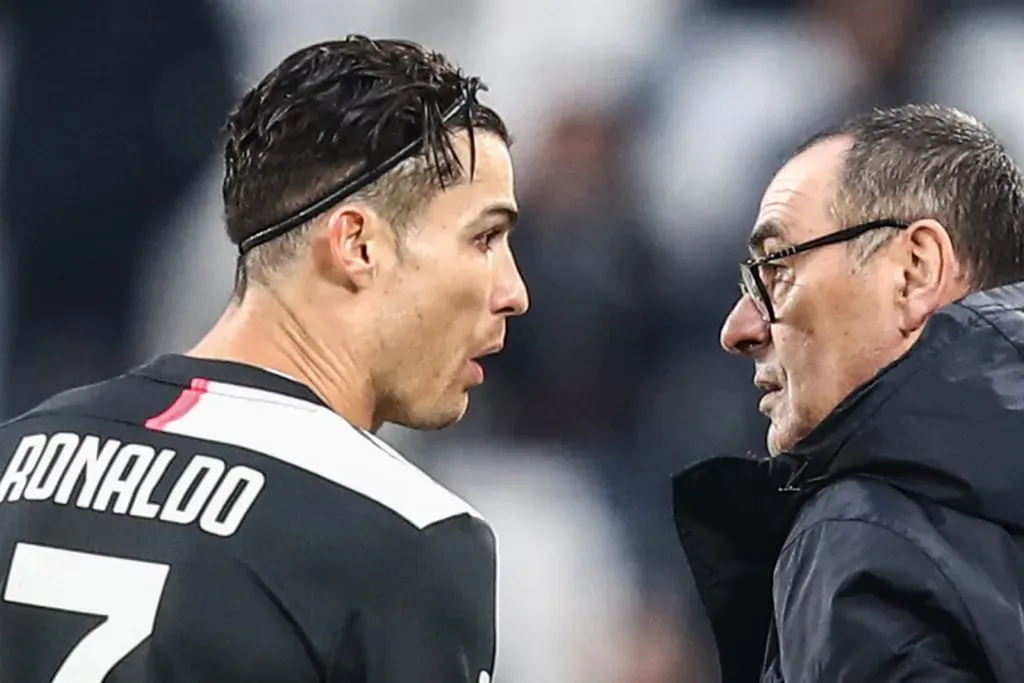 Maurizio Sarri junto a Cristiano Ronaldo en Juventus.