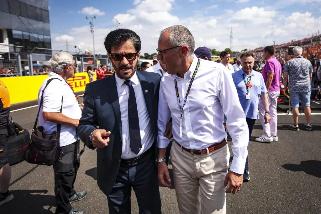 Mohamed Ben Sulayem, Presidente de la FIA y Stefano Domenicali, CEO de la Fórmula 1, analizan las posibilidades de nuevas sedes para el 2026. IMAGO