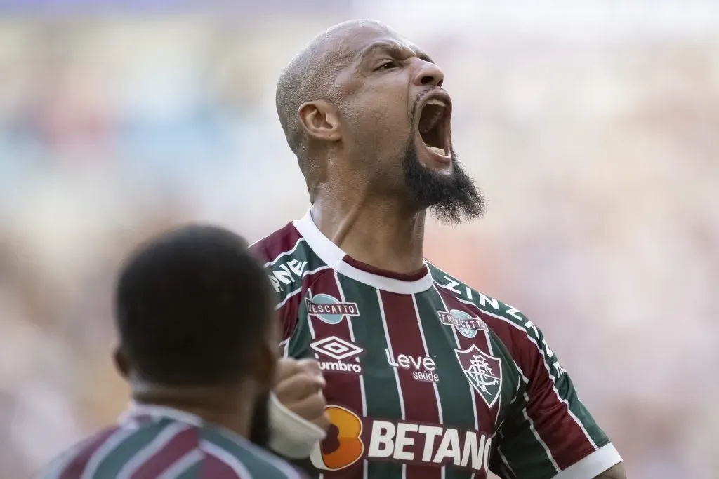 Foto: Jorge Rodrigues/AGIF – Felipe Melo, jogador do Fluminense, comemora seu gol durante partida contra o Bragantino no Estádio Maracanã